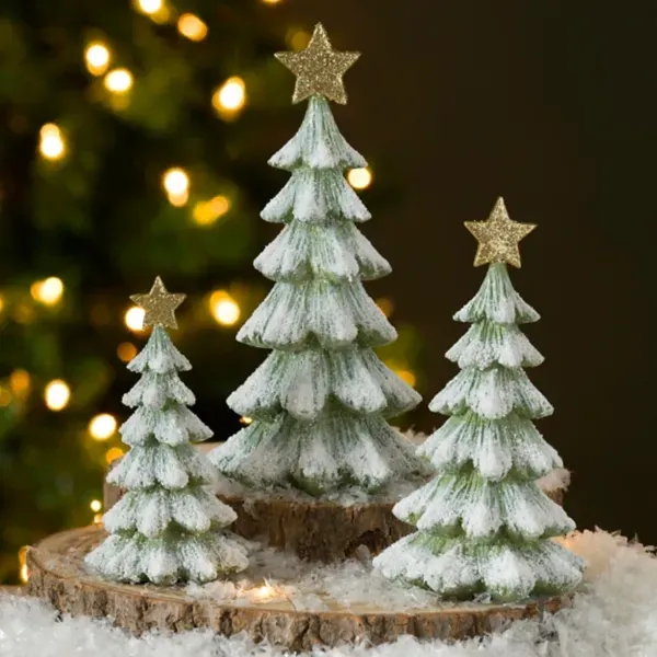 Kirklands Green Flocked Christmas Trees, Set of 3 23971268 Kirklands Green Flocked Christmas Trees, Set of 3 23971268 - Image 1