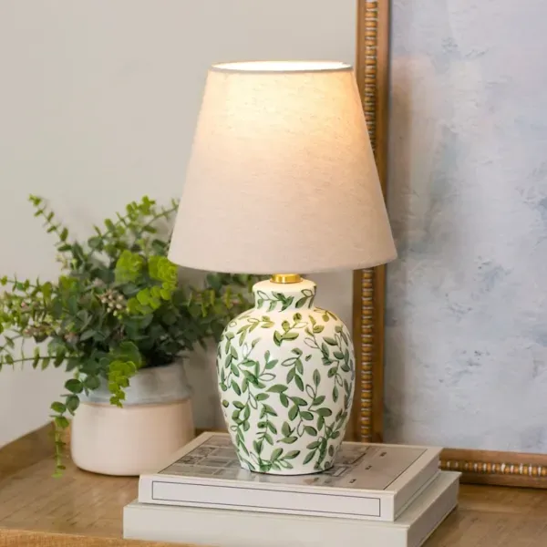 Kirklands Green Floral Ceramic Table Lamp 91791614 Kirklands Green Floral Ceramic Table Lamp 91791614 - Image 1